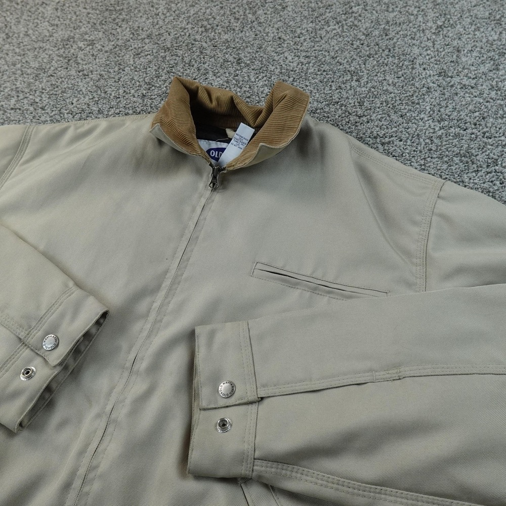 Old Navy Jacket Mens L Beige Canvas Full Zip Barn Coat Outdoor Chore Work Bomber